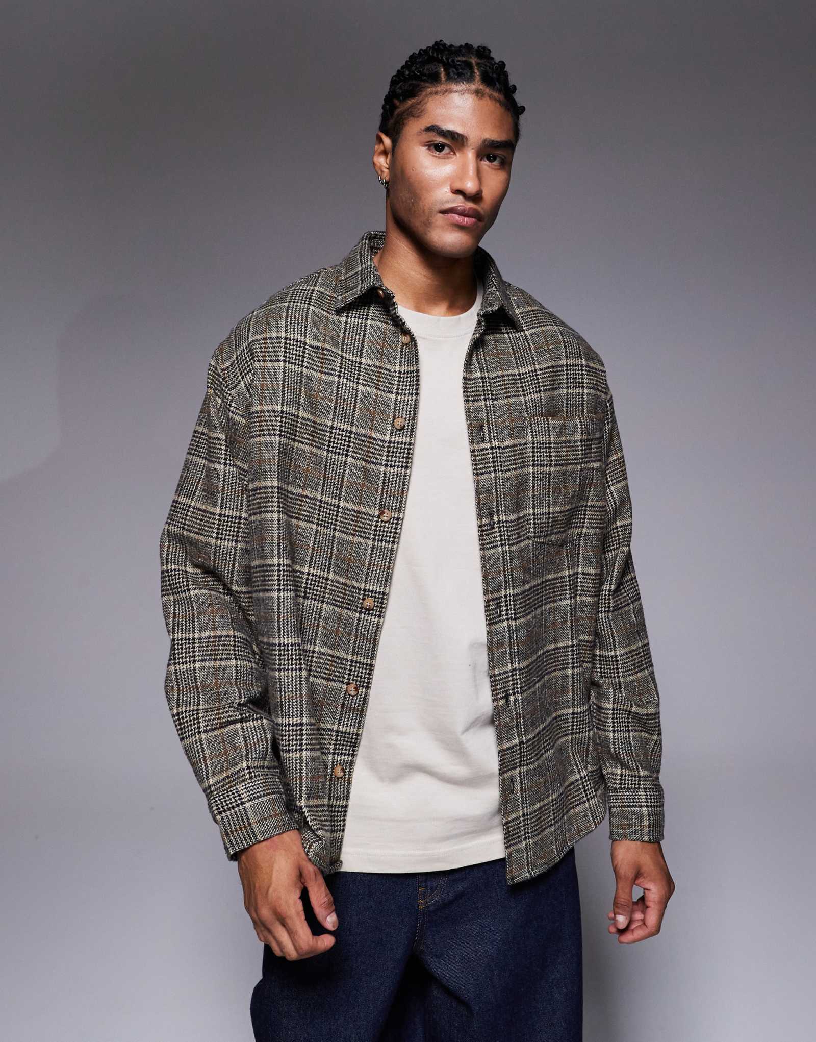 Обычная фланелевая рубашка в клетку коричневого цвета от ASOS DESIGN