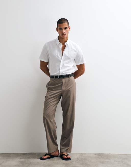 ASOS DESIGN – Regulär geschnittenes, elegantes Hemd aus Leinenmix in Weiß, 3 von 5