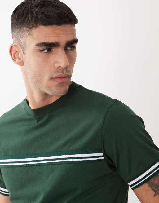 ASOS DESIGN – Regulär geschnittenes T-Shirt in Dunkelgrün mit Kontrastdetails, 5 von 5
