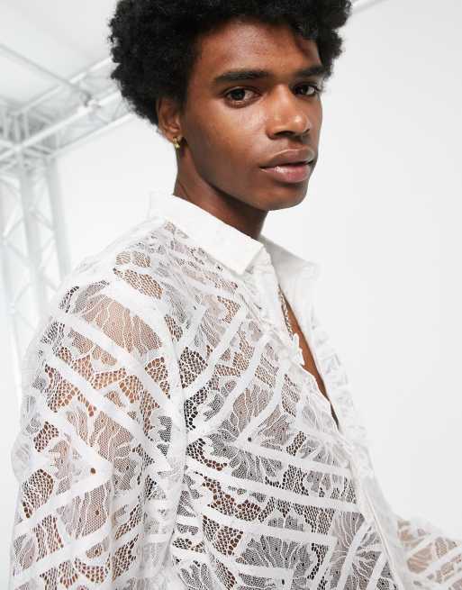 White lace shirt for men sale