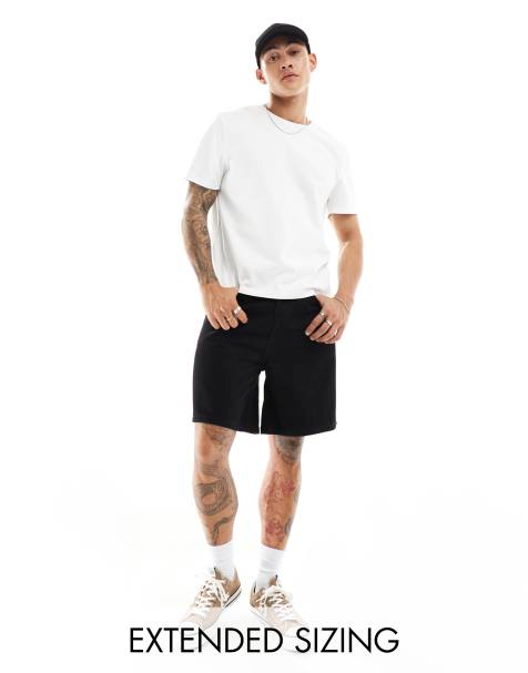 ASOS DESIGN regular length denim jorts in black - view 1