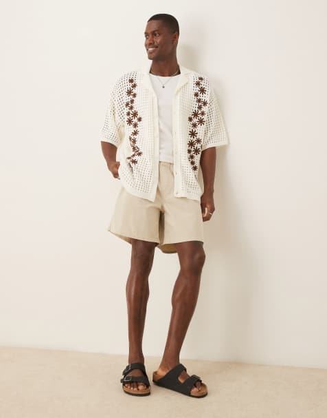 ASOS DESIGN regular length pull on bermuda shorts in stone - view 1