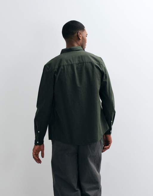 ASOS DESIGN regular Oxford shirt in dark green, 5 of 5