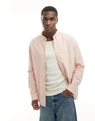 ASOS DESIGN overshirt oxford shirt in light pink