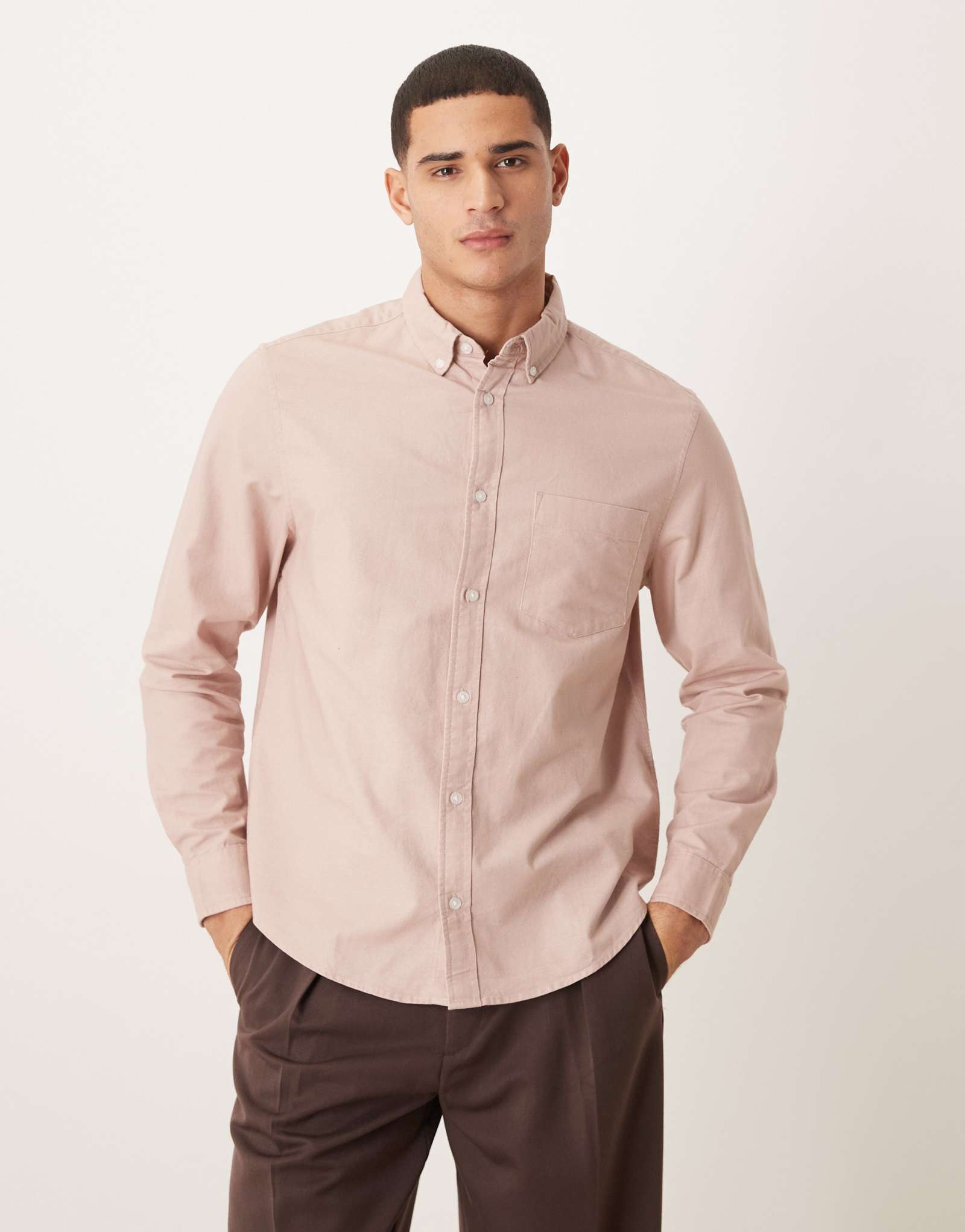 Обычная оксфордская рубашка ASOS DESIGN светло-розового цвета