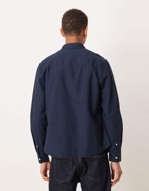 ASOS DESIGN regular oxford shirt in navy, 3 of 5
