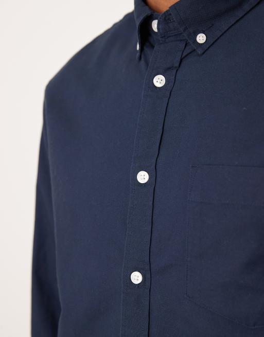 ASOS DESIGN regular oxford shirt in navy, 5 of 5
