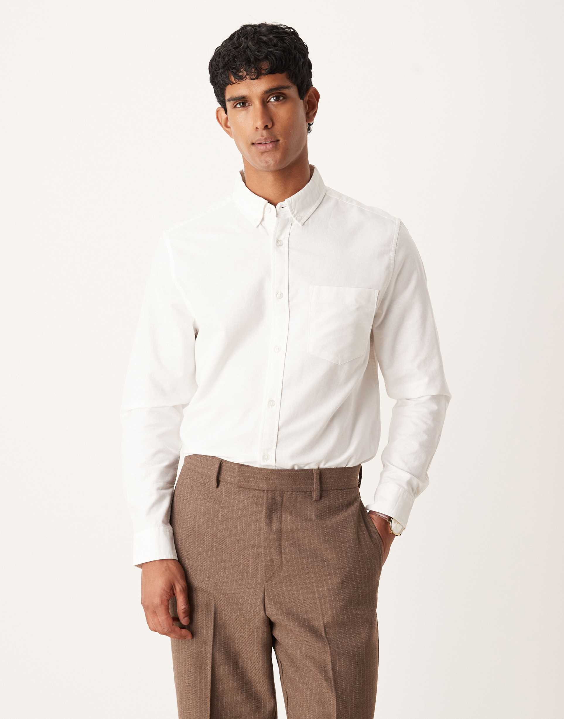 ASOS DESIGN regular oxford shirt in white