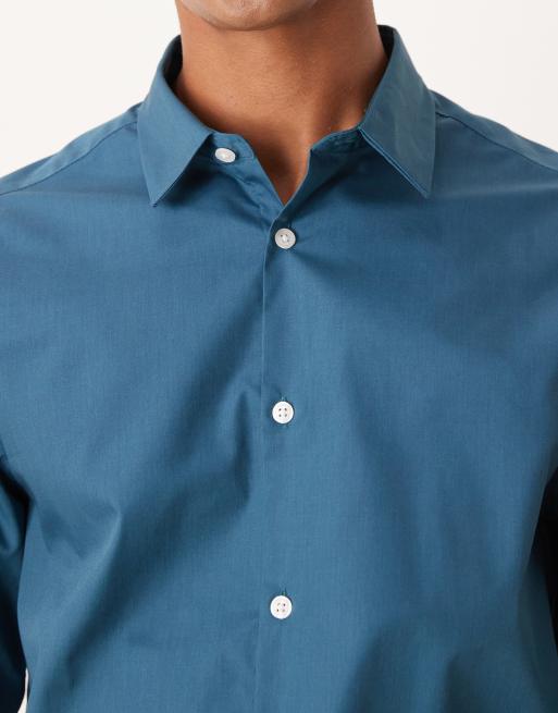 ASOS DESIGN regular poplin shirt in teal