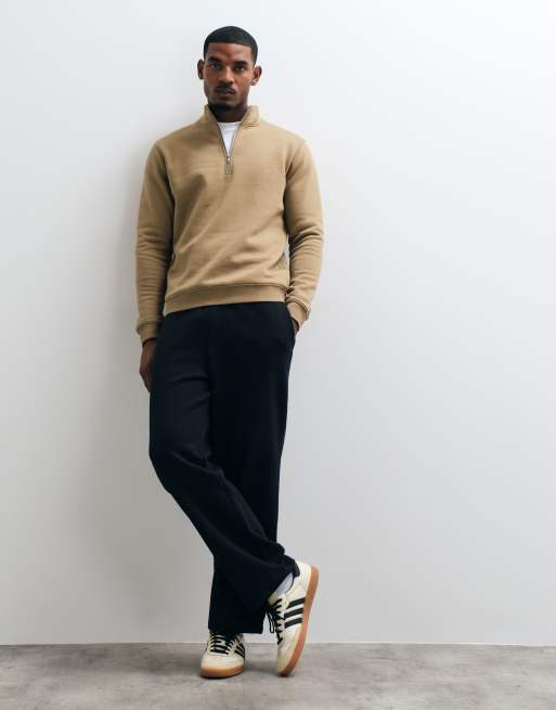 ASOS DESIGN regular quarter zip sweatshirt in brown, 3 of 5