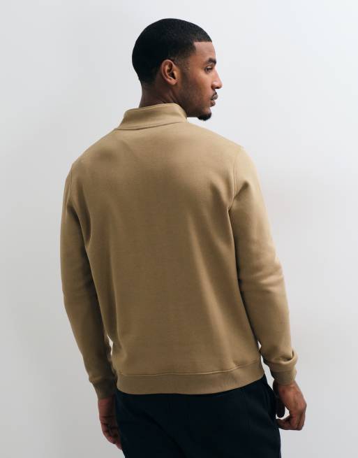 ASOS DESIGN regular quarter zip sweatshirt in brown, 5 of 5