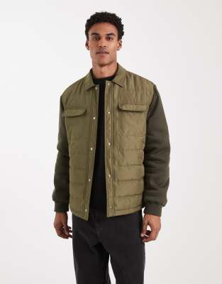 Asos Design Regular Quilted Liner Jacket In Green