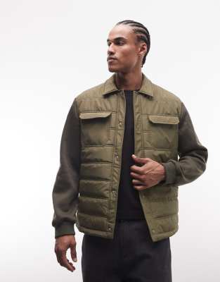 Asos Design Regular Quilted Liner Jacket In Green