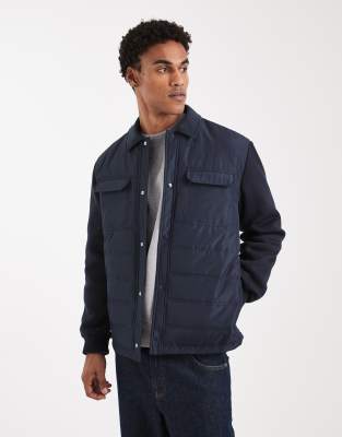 Asos Design Regular Quilted Liner Jacket In Blue