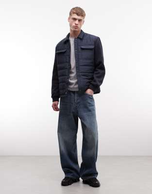 Asos Design Regular Quilted Liner Jacket In Blue