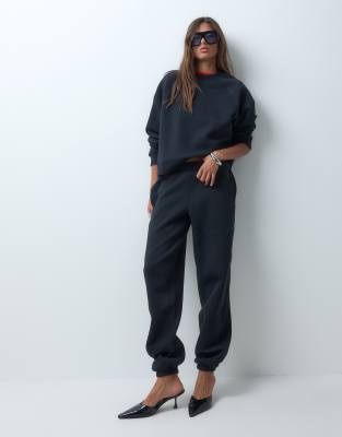 Asos Design Regular Raglan Brushback Sweatshirt In Black