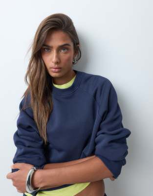 Asos Design Regular Raglan Brushback Sweatshirt In Multi