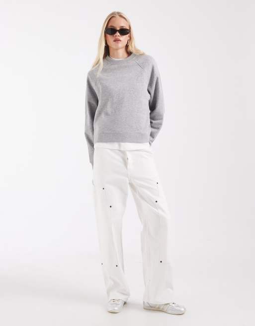 ASOS DESIGN Regular raglan sweat i gråmeleret brushback, 2 af 4
