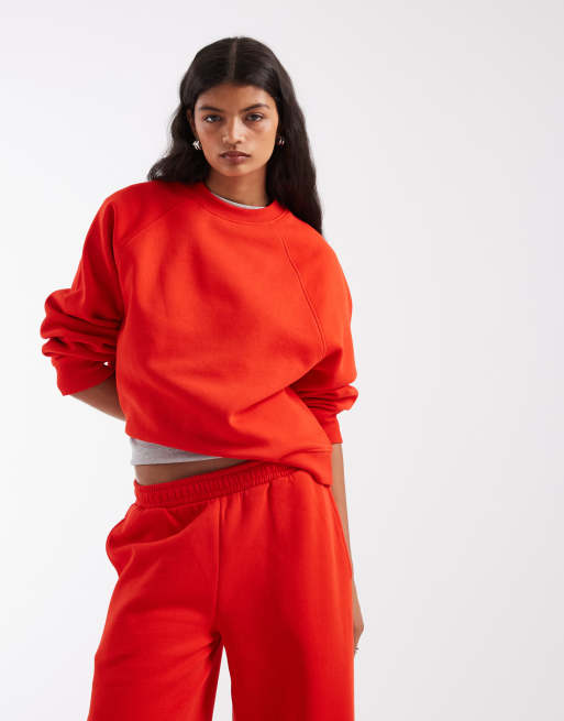 ASOS DESIGN – Mixa och matcha – Rött sweatshirtset med borstad insida, 3 av 3