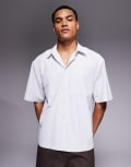 [ASOS DESIGN] ASOS DESIGN regular revere shirt in light blue stripe L Light blue