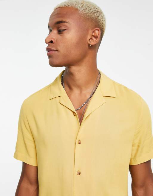 River Island short sleeve sun print shirt in yellow