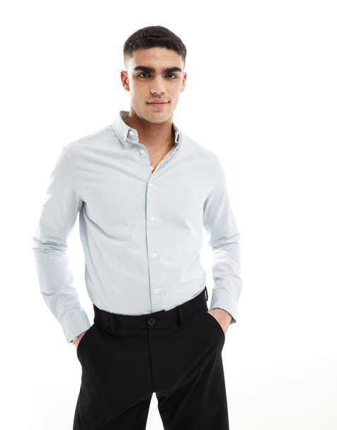 ASOS DESIGN regular seersucker shirt in sage green - view 1