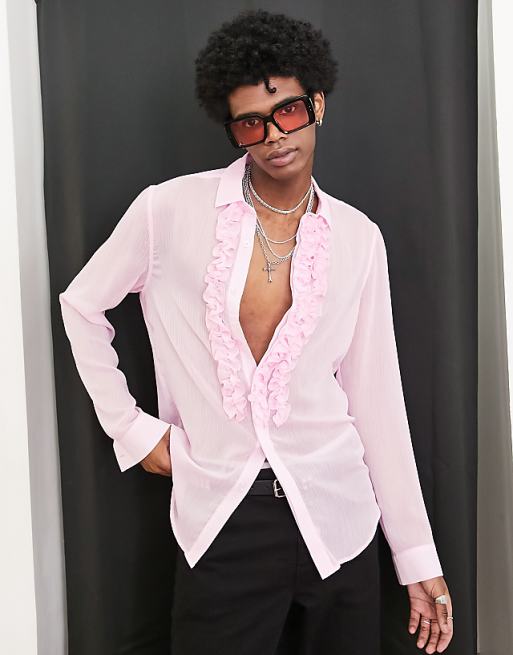 pink dress shirts for men Shirt Pink / 14 / Slim modern comfort and confident color come together in this Awearness Kenneth Cole slim fit performance dress shirt Pink & White Stripe Dress