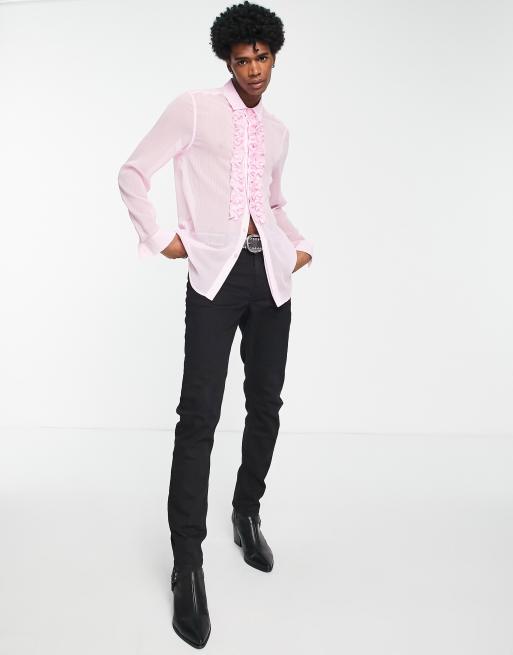 pink ruffle shirt mens