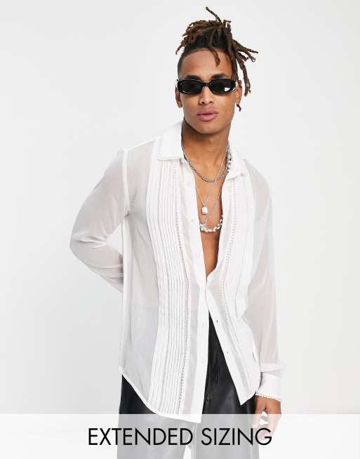 ASOS Slim Fit Shirt With Chain Detail in White for Men