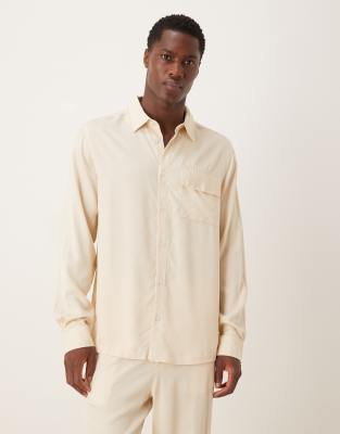 Asos Design Regular Shirt In Neutral