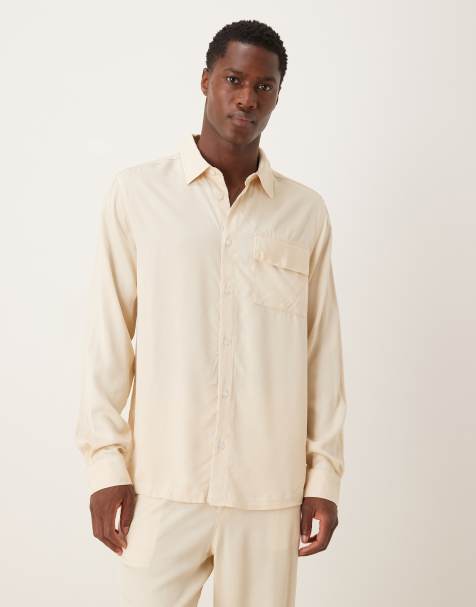 ASOS DESIGN regular shirt in beige (part of a set) - view 1