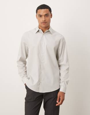 Asos Design Regular Shirt In Neutral