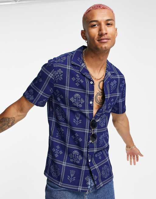 Navy blue best sale bandana shirt