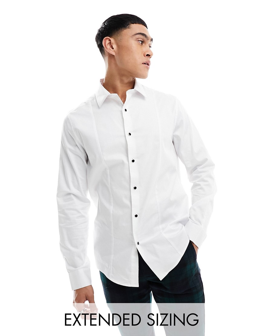ASOS DESIGN regular shirt with contrast bib in white
