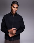 [ASOS DESIGN] ASOS DESIGN regular shirt with split hem in black XS BLACK