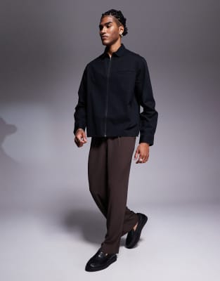 Asos Design Regular Shirt With Split Hem In Blue