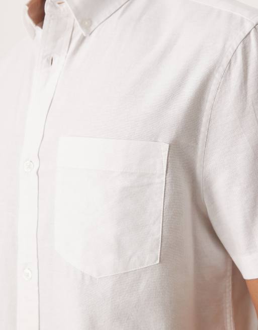 ASOS DESIGN regular short sleeve oxford shirt in white