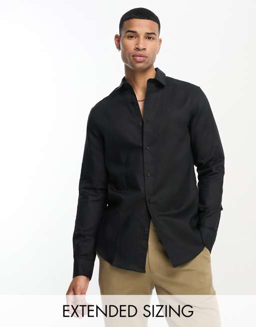 Black linen sale shirt