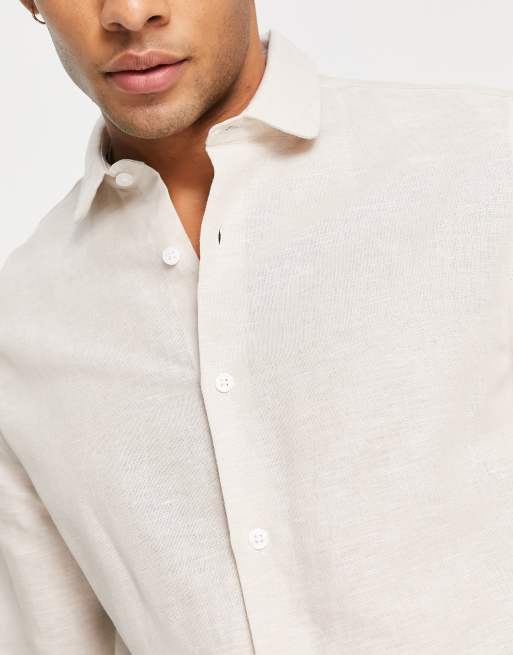 ASOS DESIGN Premium slim fit sateen shirt with mandarin collar in