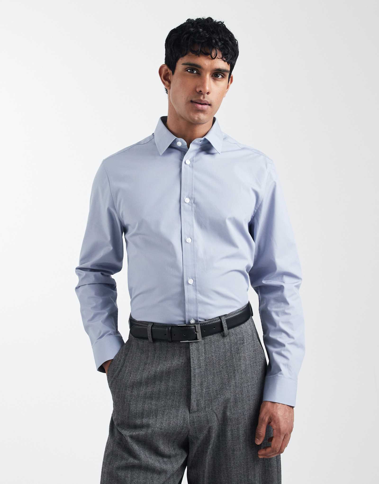 Обычная элегантная рубашка из поплина светло-голубого цвета от ASOS DESIGN