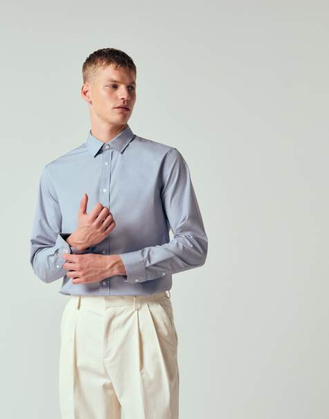 ASOS DESIGN regular fit smart poplin shirt in light blue