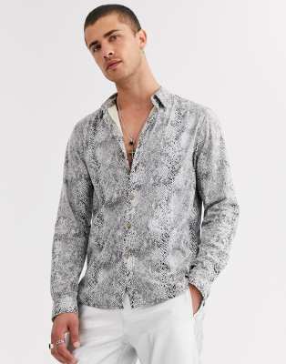 ASOS DESIGN regular snakeskin shirt in grey