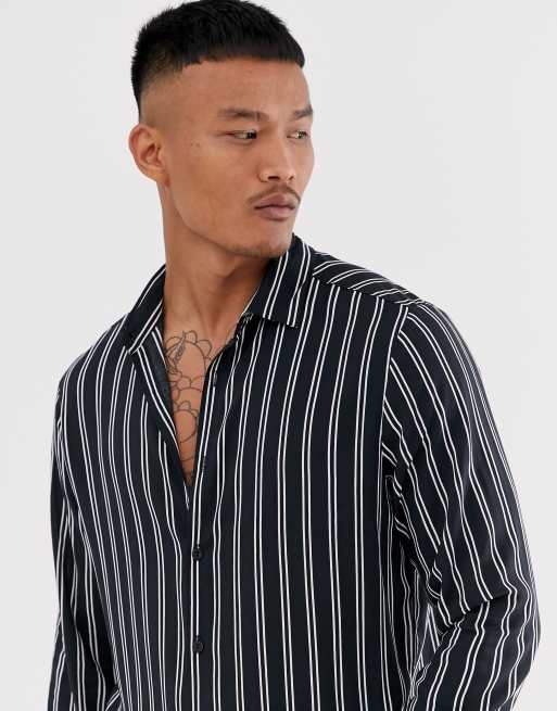 asos black and white striped shirt