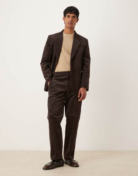 ASOS DESIGN regular suit in brown cotton corduroy - view 1