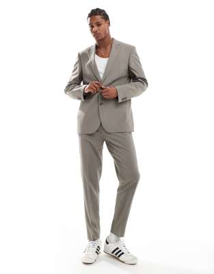 asos ASOS DESIGN regular suit in brown puppytooth