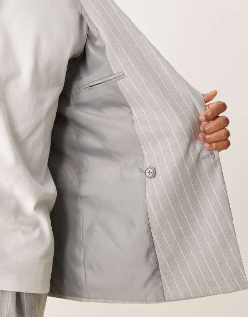 ASOS DESIGN regular suit in gray pinstripe