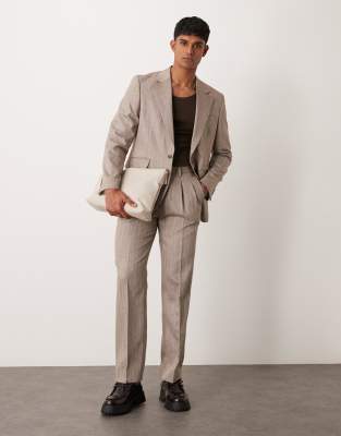 asos ASOS DESIGN regular suit in light brown herringbone