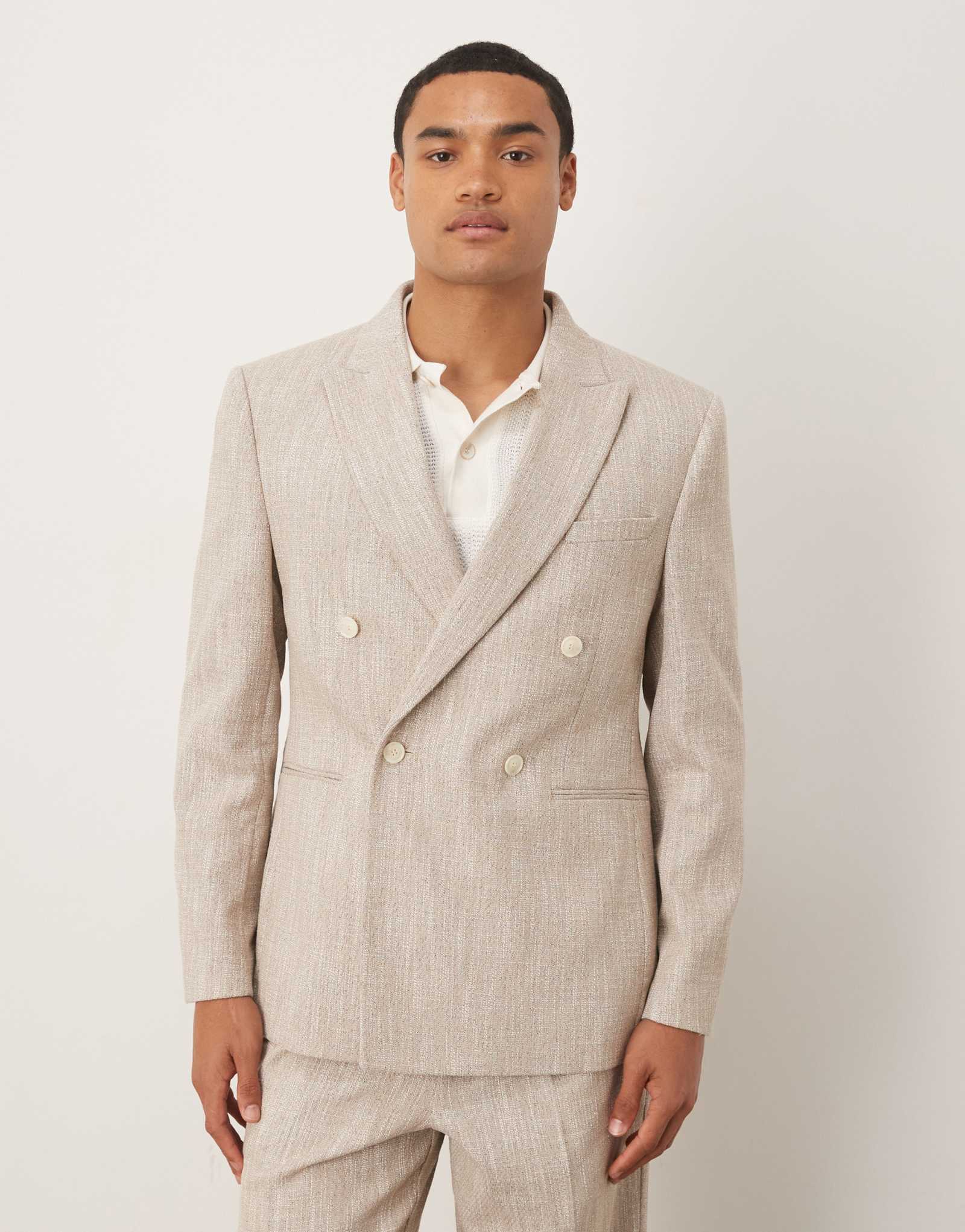 Пиджак от обычного костюма ASOS DESIGN из бежевой ткани в крапинку