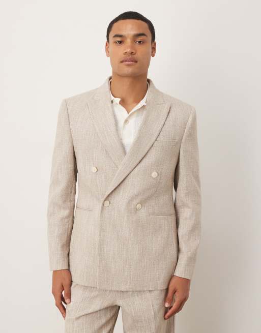 ASOS DESIGN regular suit jacket in beige speckled fabric