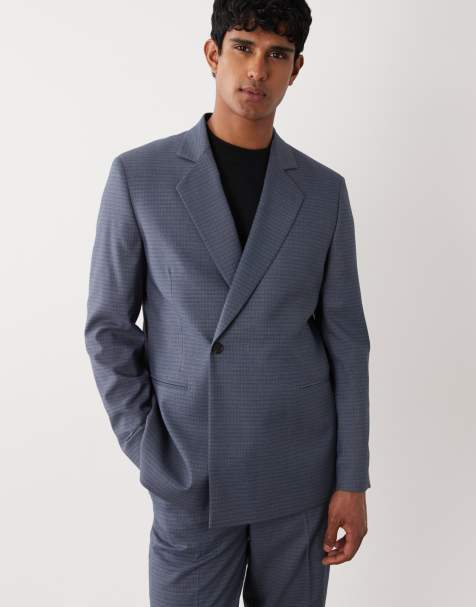 ASOS DESIGN regular suit jacket in blue check - view 1